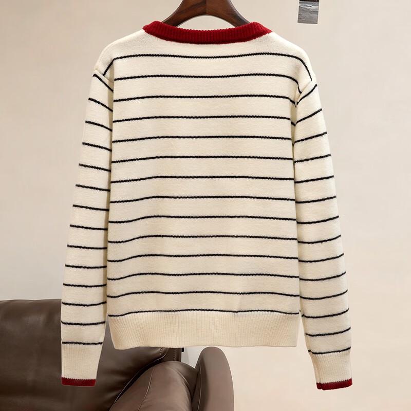 Women's Contrast Stripe Long Sleeve Knit Top