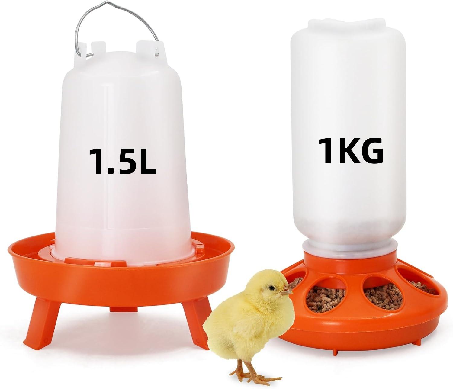 Chicken Feeder and Waterer Combo Kit Adjustable Leg Base Poultry Water Feeding Bucket Dispenser For Chick Duck Bidrs Farm Supply