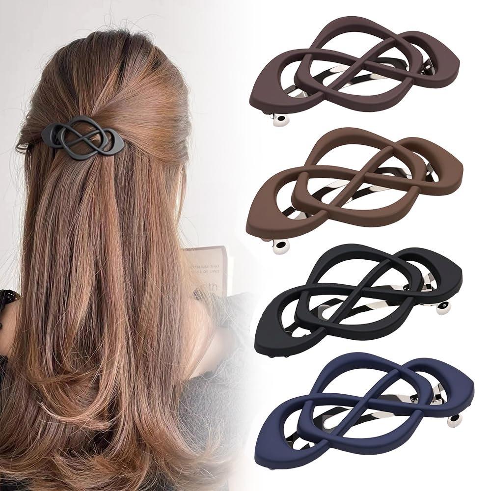 4 Pack Vintage French Barrette Hair Clips, 2026 New Hair Clip Accessories for Women, Strong Hold No Slip Styling (Style A) Pack of 4