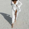 Europe and America Vacation Beach Long Sleeve Lace Cardigan Dress - Sun Protection Bikini Cover-up