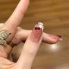 ins hand-painted k cat's eye pure handmade wearing nail long atmosphere white nail patch fake nail