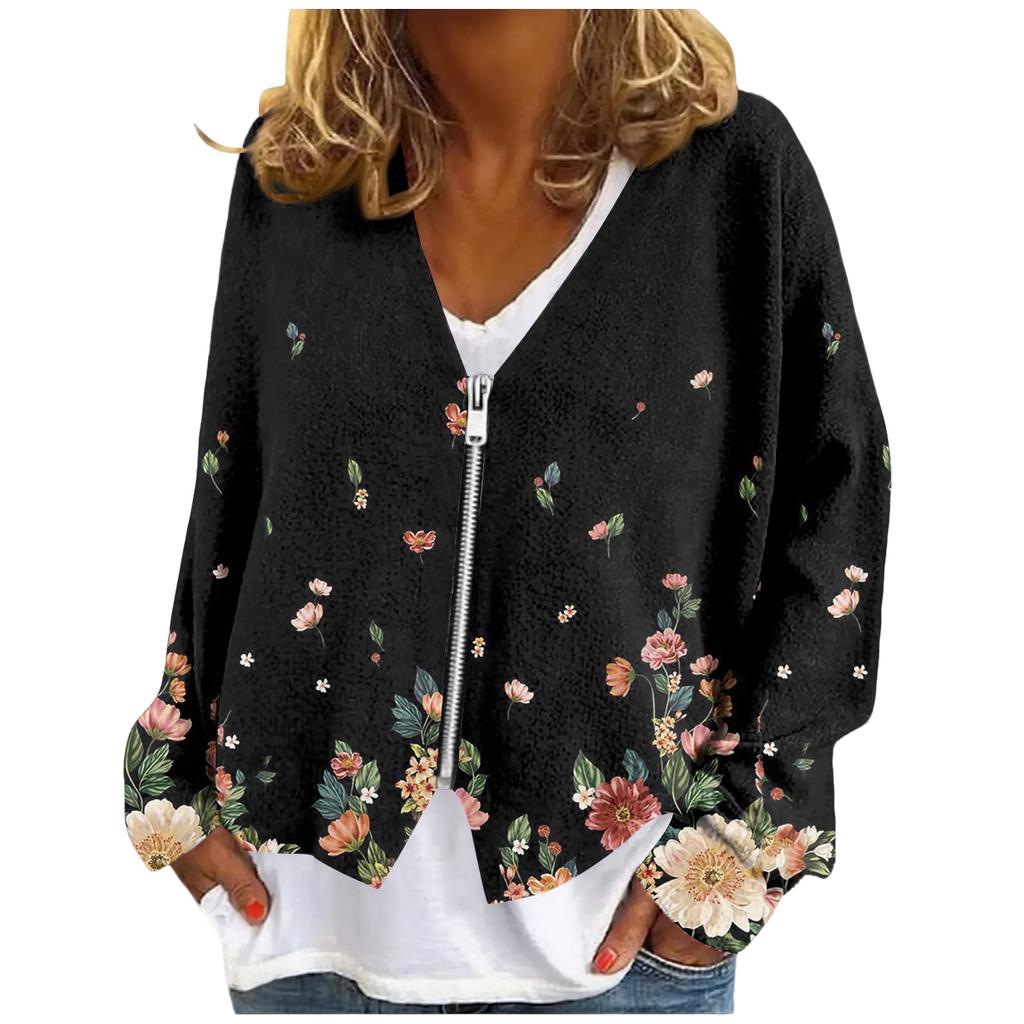 Womens Zip Up Sweaters Sweatshirts Long Sleeve Oversized Jackets Soft Casual Loose Tunic Tops