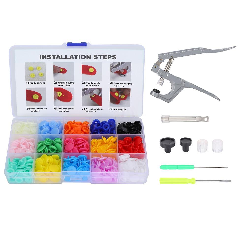 150set Mixed Color Snap Pliers Tool Resin Material Snap Buttons Kit For DIY Crafting