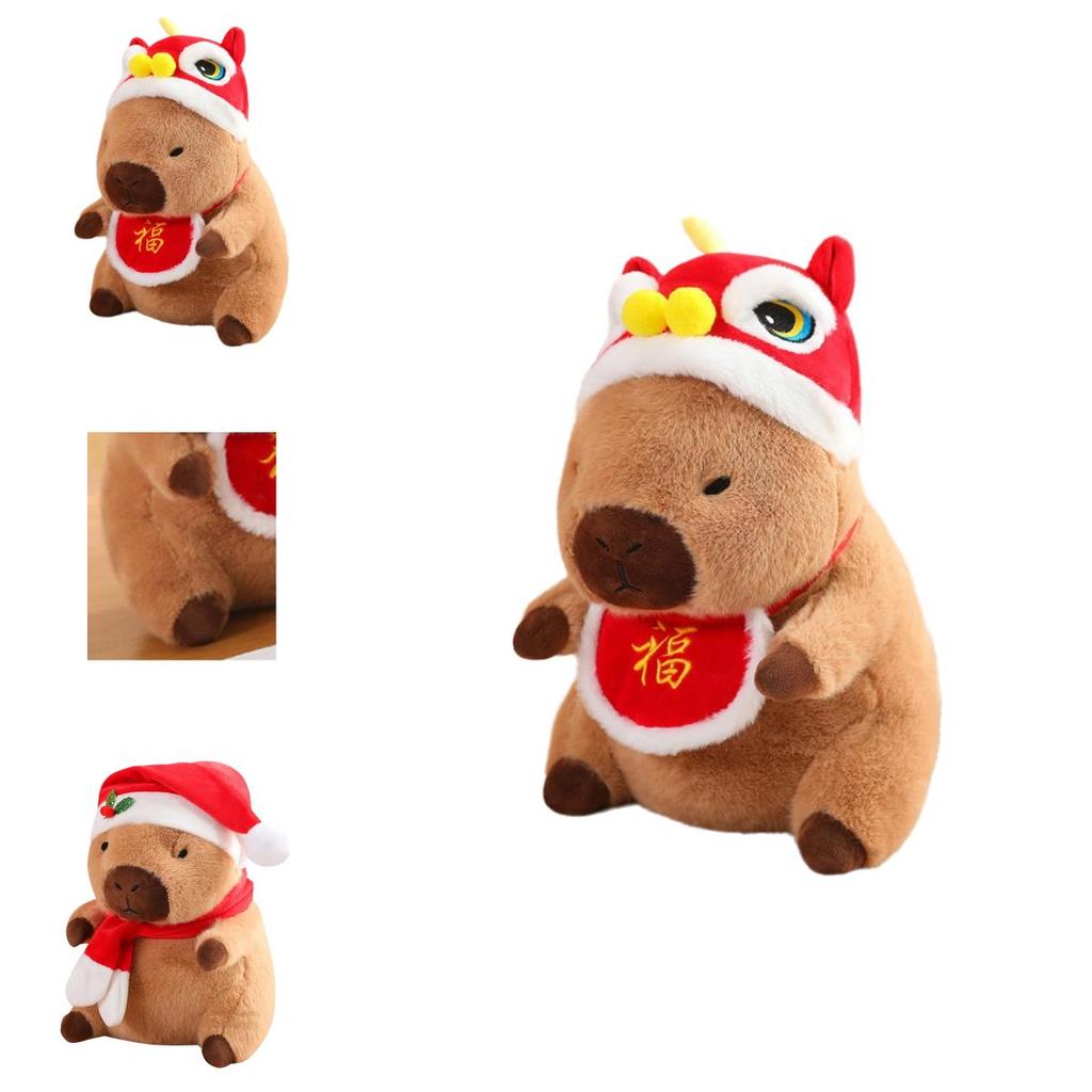 Adorable Christmas Capybara Plush Toy With Soft Short Plush Filling For Kids Gifts