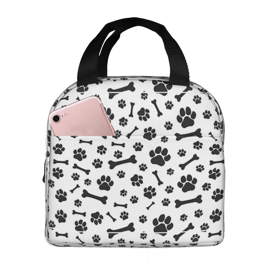 Colorful Dog Paw Print Insulated Lunch Bag for Women Kids Portable Food Boxes Thermal Lunch Box Tote