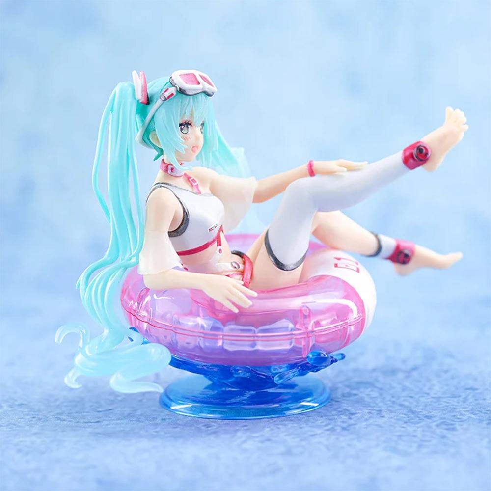 New Hatsune Miku Anime Figure Aqua Float Girls Elaina Action Figure Kawaii Sit Swimming Ring Girl Figurine Collectible Toys