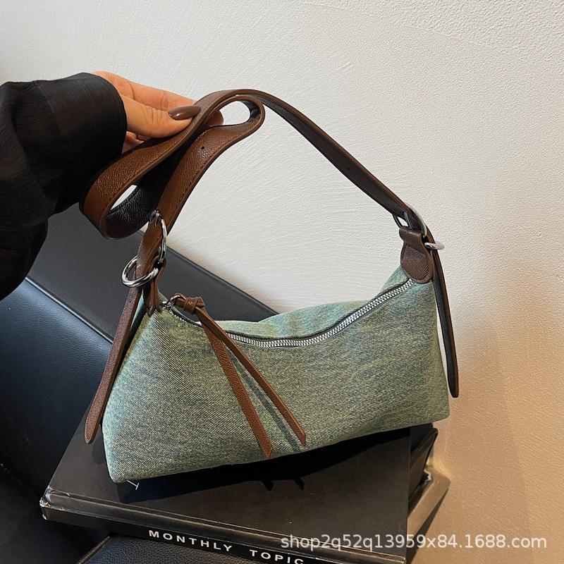 Stylish and Simple Denim Underarm Bag Casual Versatile Women's Bag Single Room Messenger Bag