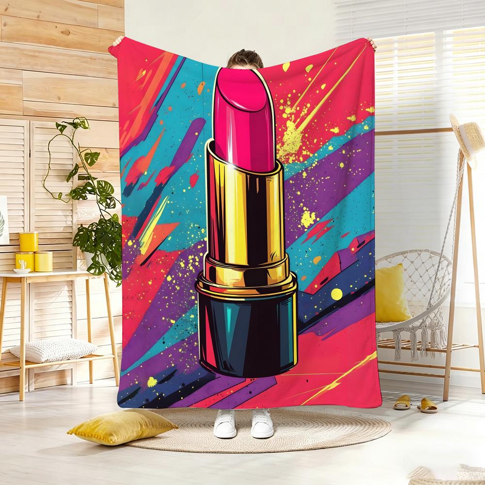 Art P-Pop Art Style Lipstick Beauty Throw Lightweight 240g Flannel Blanket Soft Skin-friendly for Summer Cooling