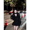Elegant Satin Polyester Spliced Vneck Long Sleeve Dress For Fall Season Womens Formal Wear