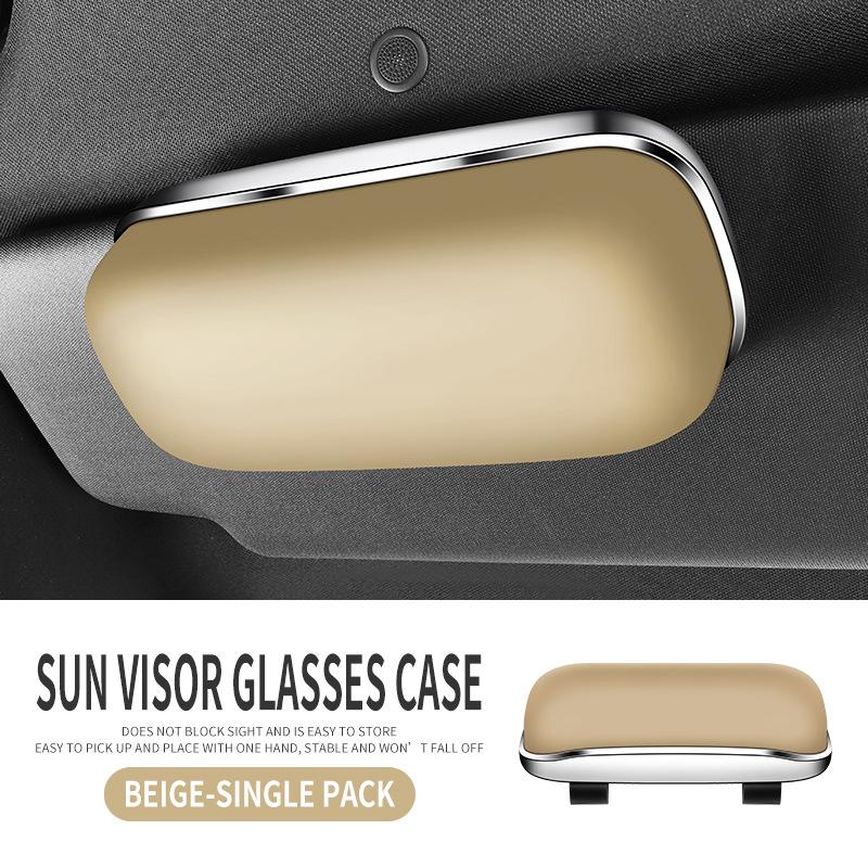 Universal Car Sun Visor Glasses Case, Non-Destructive Install, In-Car Sunglasses Holder & Receipt Clip