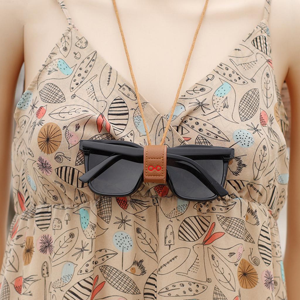 Slank PU-skinn brillesnor med oppbevaringspose for solbriller lesebriller lett reisetilbehør