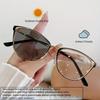 1Pcs New Ins Style Anti Blue Light Color Changing Glasses With Metal Cat Eye Frame For Women'S Fashion And Artistic Glasses
