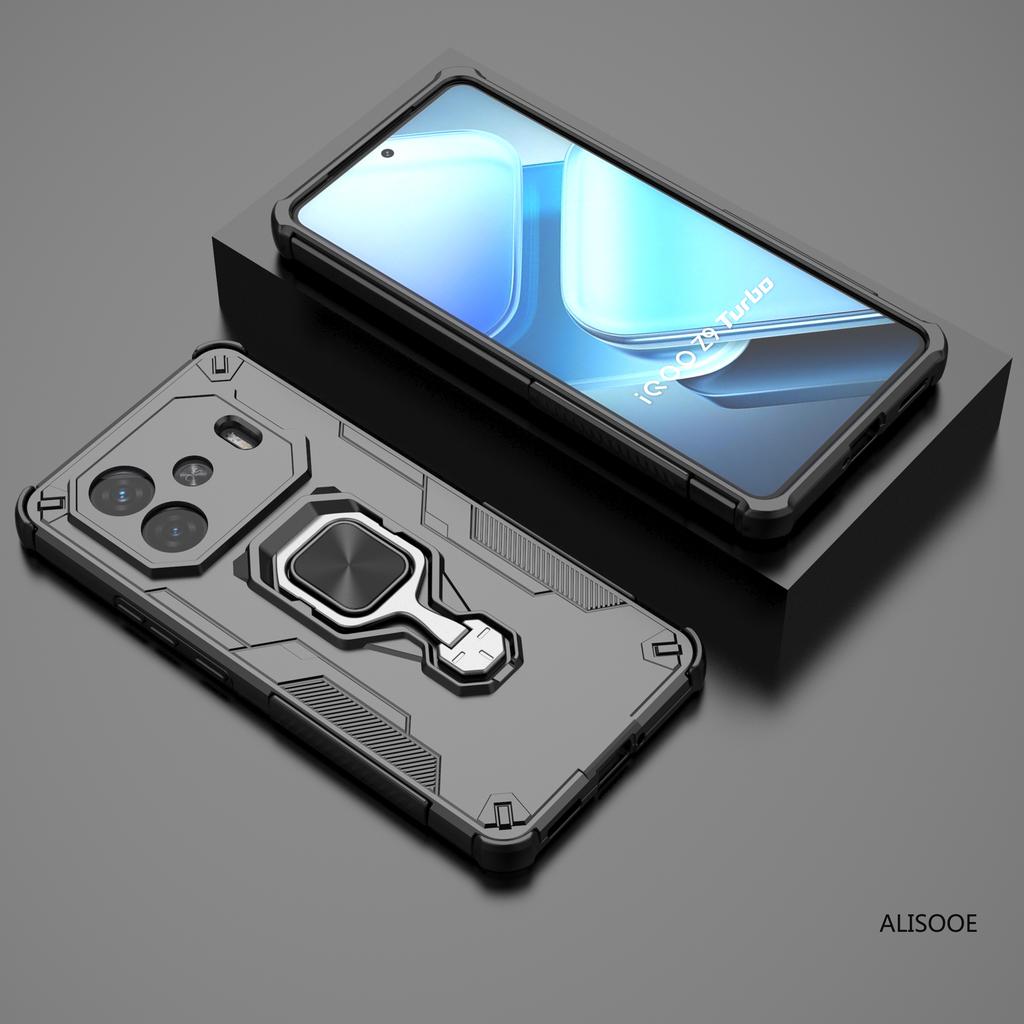 Rotatable Kickstand Capa for Vivo IQOO Z9 Turbo 5G Case Magnetic Ring Holder Protection Phone Cover Fundas