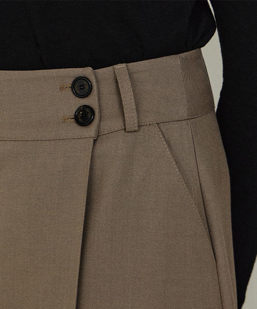Itove Seoul Wool Button Wrap Skirt Gy