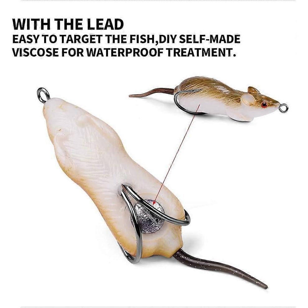 SeraphinaT 5pcs Lifelike Rat Bass Fishing Lures Tackle Bait Mice Mouse Bait