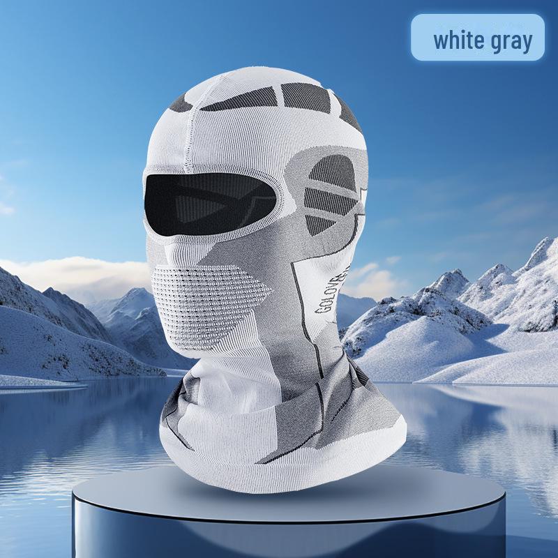 

Зимняя мотоциклетная и лыжная маска: Теплый, толстый, дышащий, ветрозащитный чехол для шеи для верховой езды, альпинизма и рыбалки One Size белый/серый