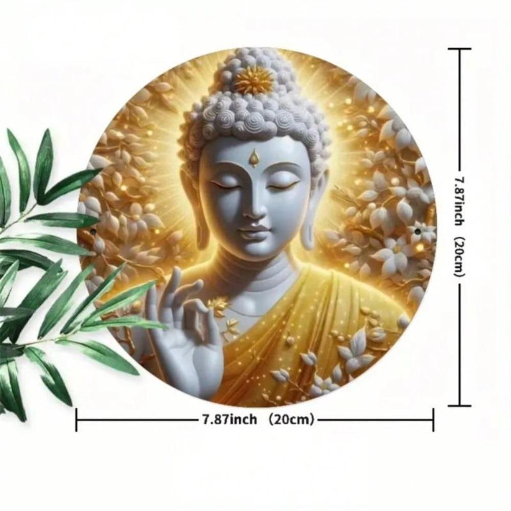 Metal Wall Art Vintage Buddha Round Sign Door Hanging Rustic Home Decor Entryway Garden Party