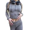 2023 Women's Fashion Sexy Knitted Hooded High-Waist Two-Piece Suit