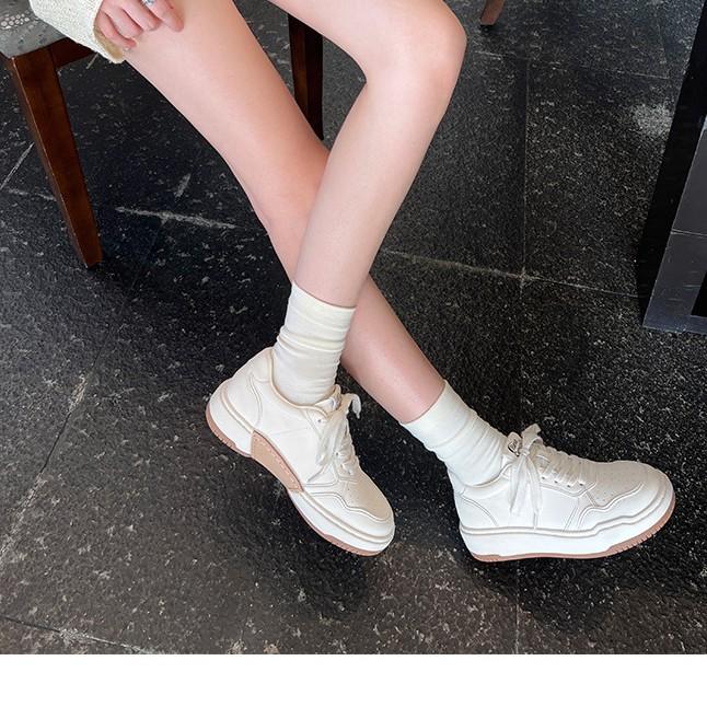 Inside and Outside Sheepskin Version~ Versatile and Delicate Leather Thick-soled Heightening Little White Shoes Women's 2025 Autumn Versatile Casual