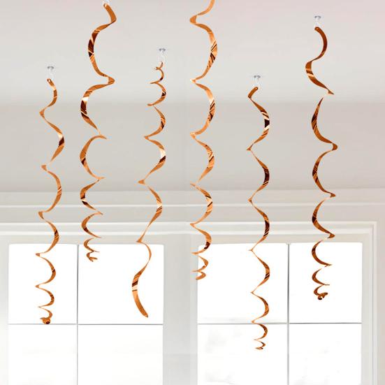 6 Pcs Colorful Ceiling Swirl Foil Decorations Plastic Hanging Spiral Streamers for Wedding Birthday Graduation New Year Party Decoration