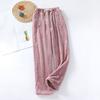 Women's Fuzzy Fleece Wide Leg Pajama Pants Elastic Drawstring Waist Warm Loungewear Sleep Trousers With Pockets