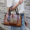 Johnature Women's Handbag Boston Bag Retro Embossed Handmade Large Capacity Versatile Shoulder Bag