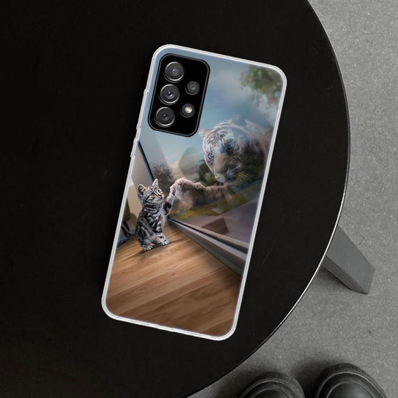 Animal Tiger Cat Phone Case Cover For Samsung Galaxy A12 A22 A32 A52 A72 A02S A51 A50S A31 A20S A10S Note 20 Ultra 10 Plus Galax