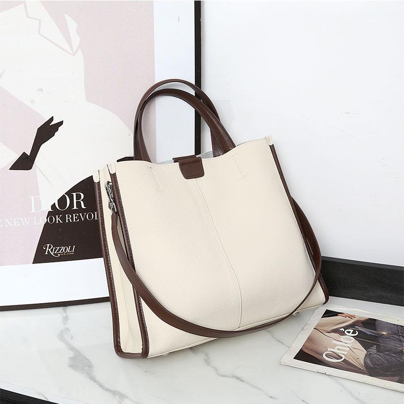 Large Capacity Leather Women's Bag Autumn and Winter New Tote Bag Commuter Handbag Casual Fashion Portable Business File Bag