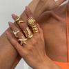 Vintage Boho Shell Pearl Starfish Open Rings For Women New Trendy Gold Color Irregular Geometric Knuckle Ring Party Jewelry Gift