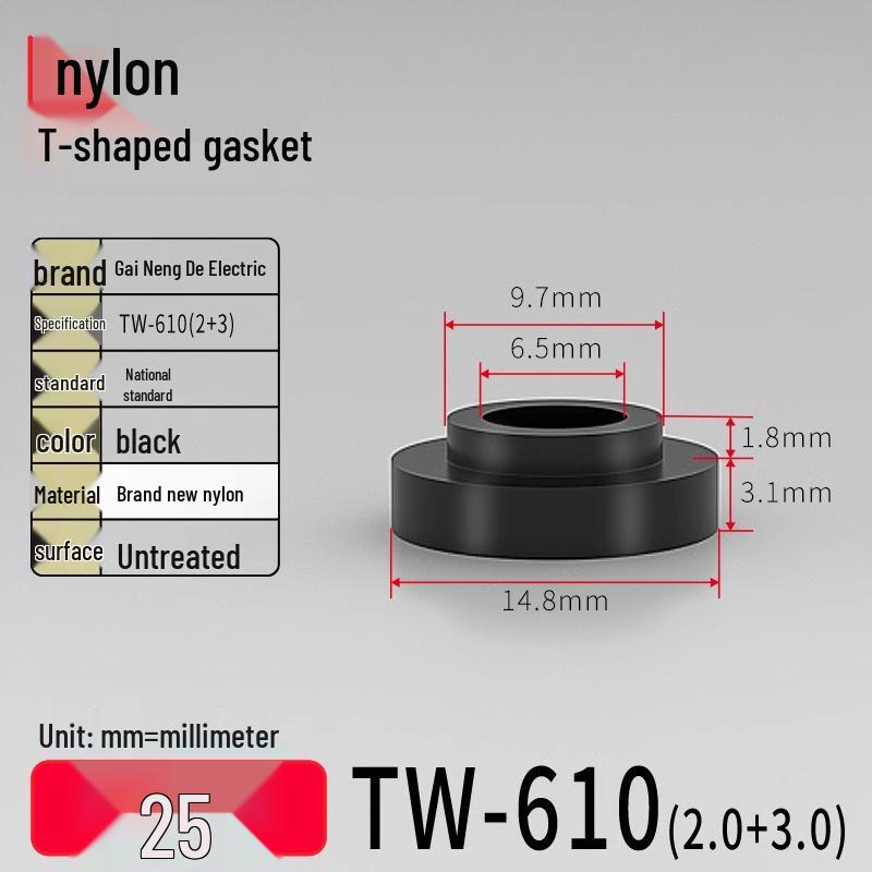 T-shaped Nylon Gasket Ring Screw Shaft Sleeve, Round Concave-Convex Insulation Pad, M2-M35
