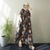 DIMANAF New 2026 Women Plus Size Summer Beach Lady Long Black Dress Loose Oversize Maxi Floral Print Sundress Clothing