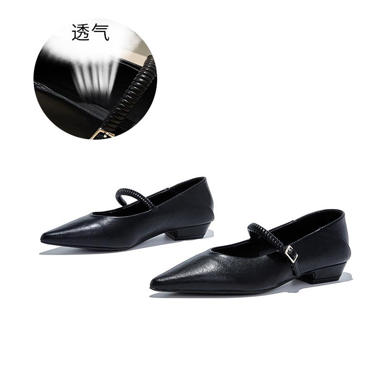 

First layer sheepskin insole leather pointed Mary Jane shoes women s 2025 autumn new casual two-wear fashion single shoes women 35 чорний