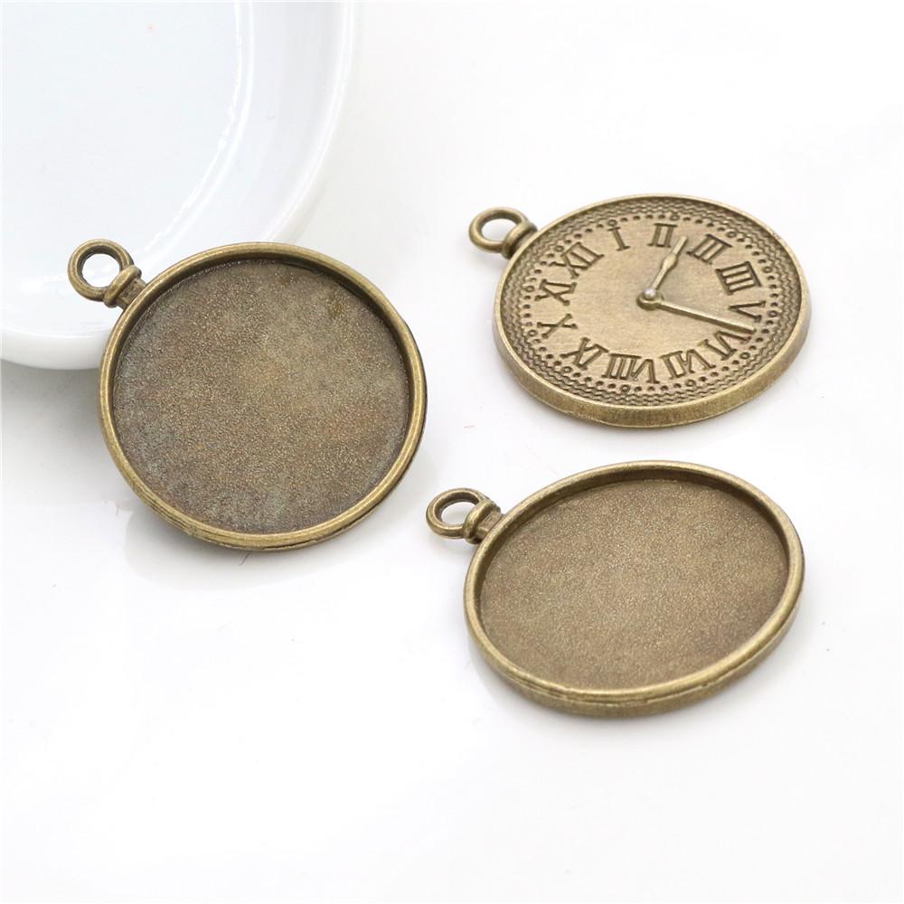 5pcs 25mm Inner Size Pendant Cabochons Blank Base Setting Bezel Tray Alloy DIY Jewelry Making Accessories for Necklace Keychains