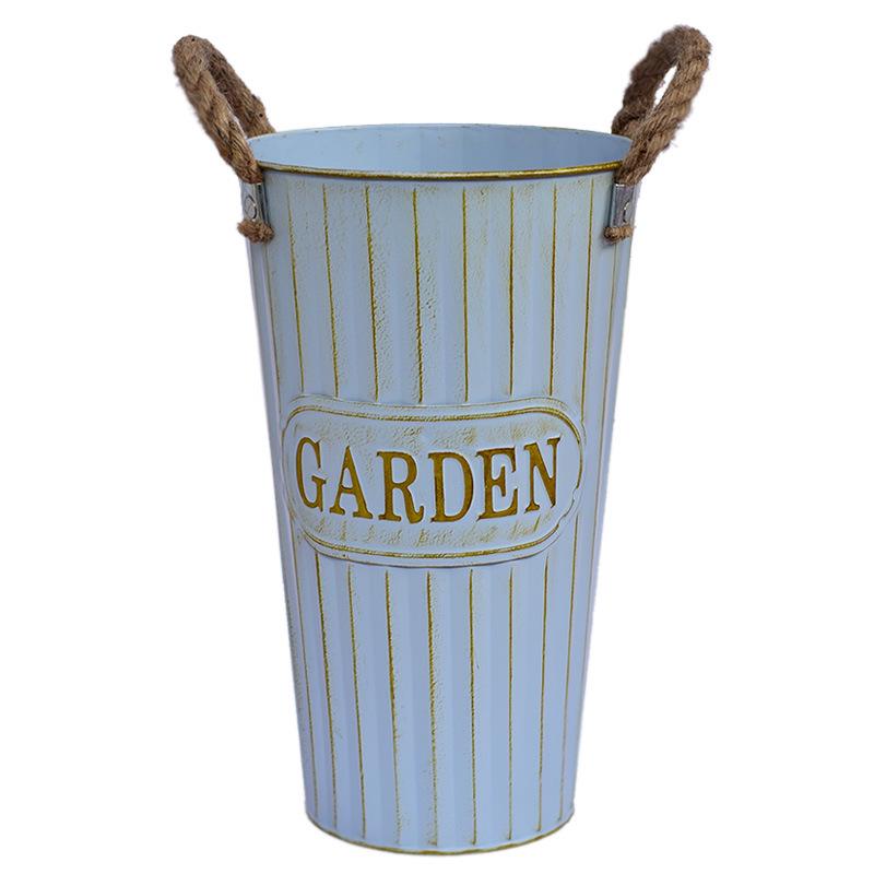 Hydration Bucket Retro Wrought Iron Flower Vase for Home Decor and Arrangements - Extra Large Dried Fresh Floral Display Cylinder