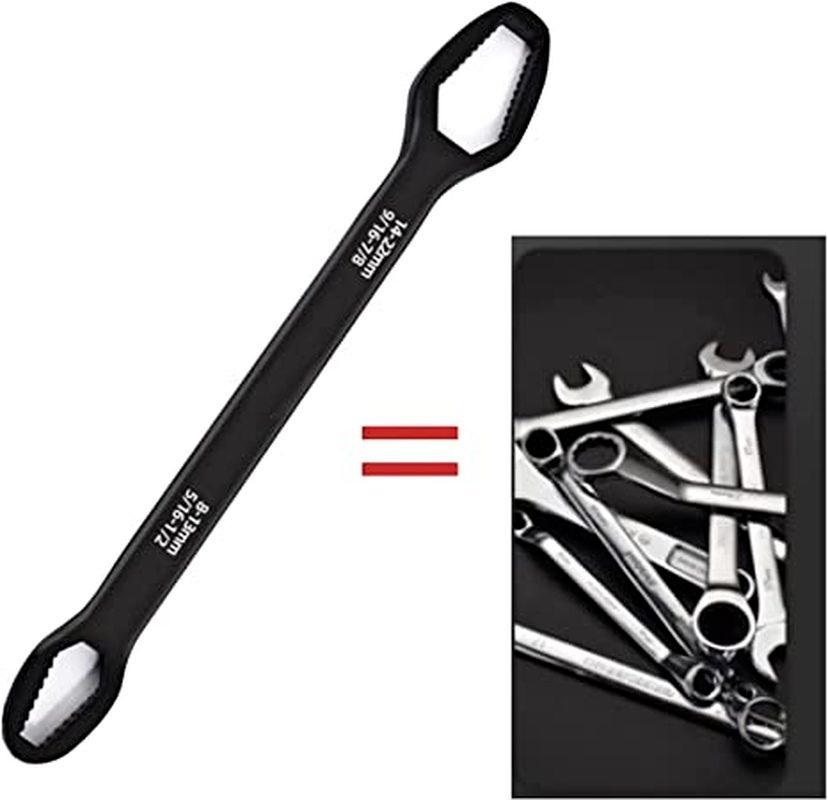 Double Ended Multifunctional Universal Wrench, 5/16”-1/2”, 9/16”-7/8” Self-Tightening Wrench, Chrome Vanadium Steel Repair Tool