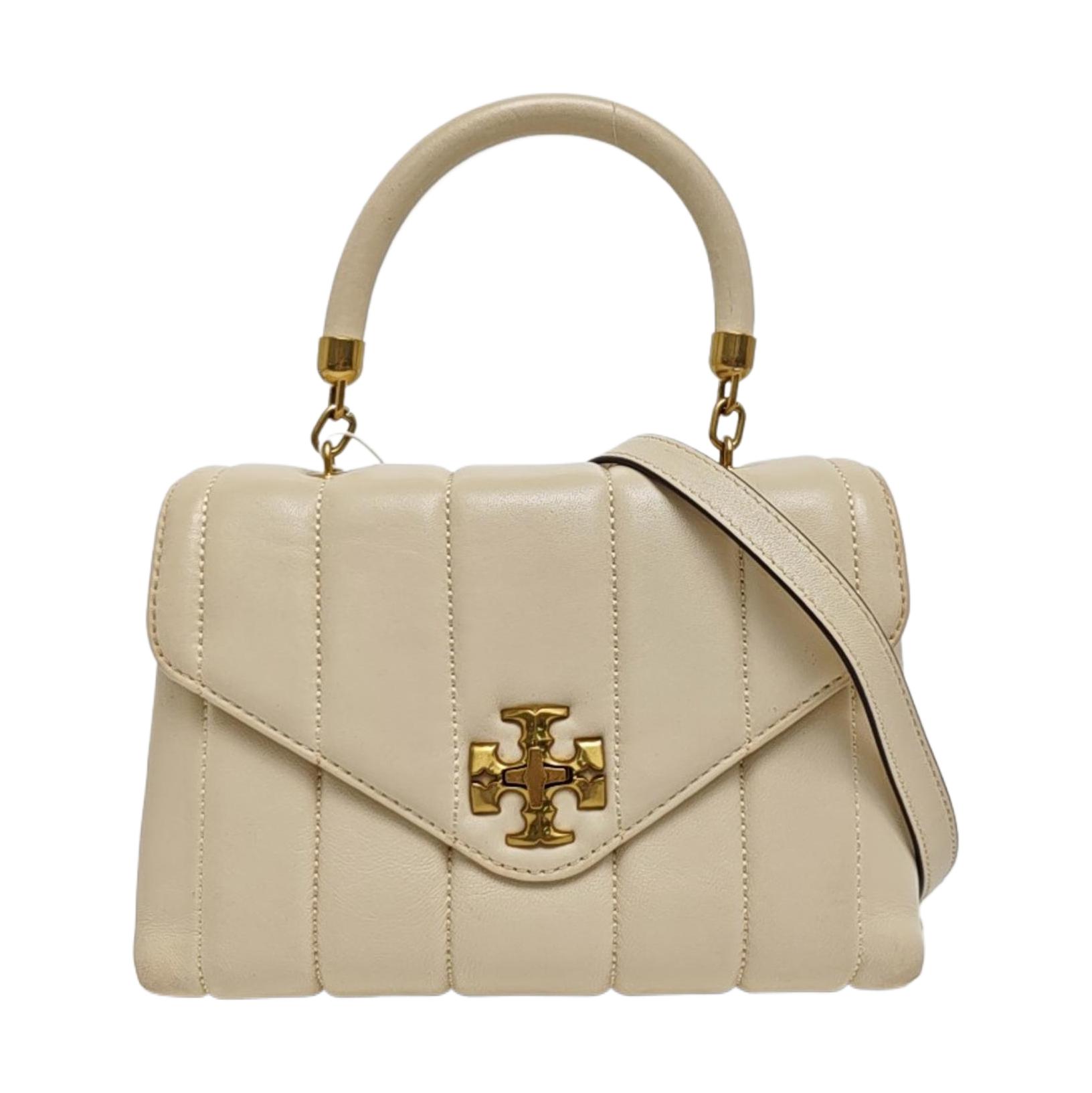 [Pre-Owned] Kira Double T Logo Brass Hardware Chain Leather Shoulder Crossbody Handbag Small - Very Good #BEIR51 ONE SIZE