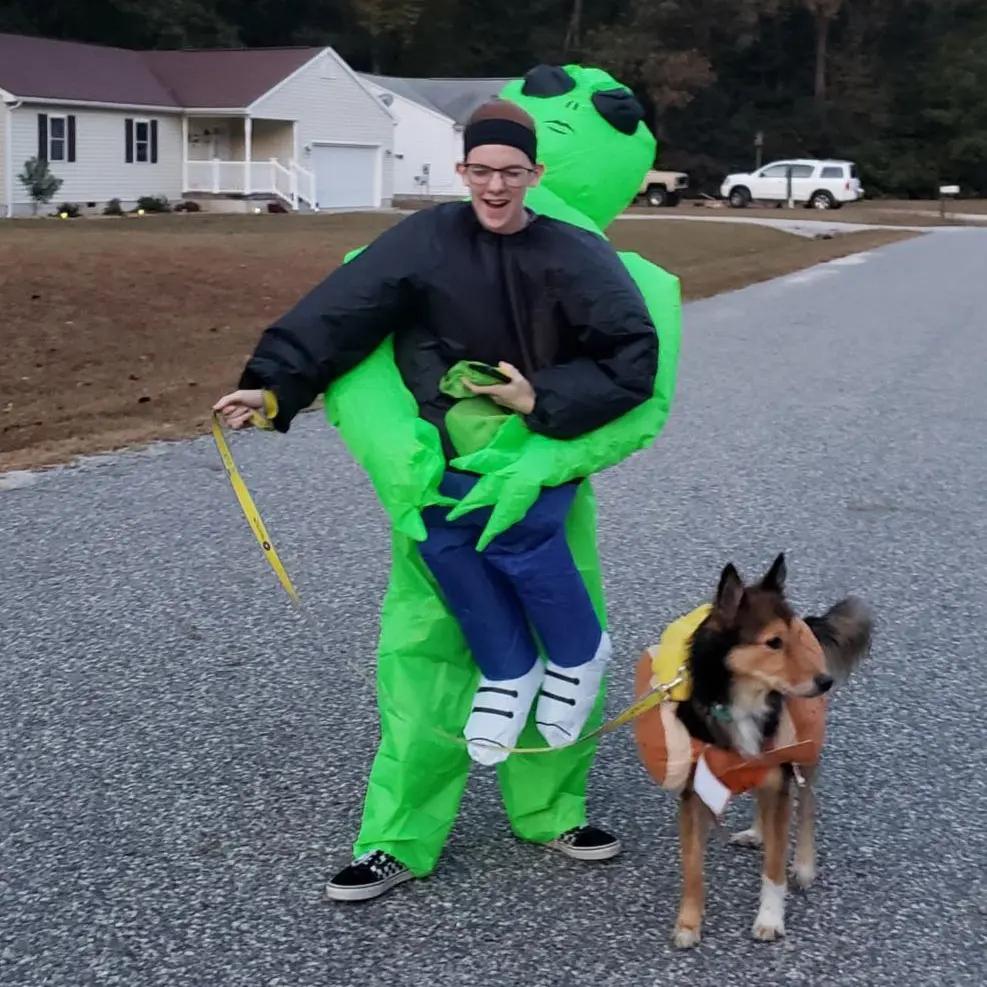 ET Alien inflatable suit Alien Monster Inflatable Costume Scary Green Alien Cosplay Costume For Adult Party Festival Stage