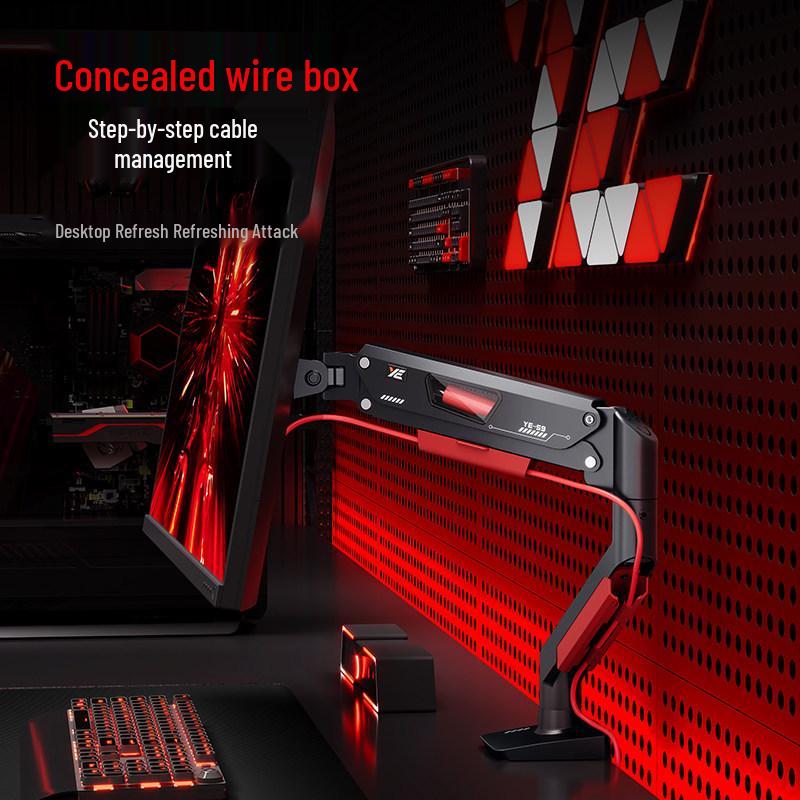 Soporte de Monitor Ajustable con Brazo Mecánico y Base Portátil