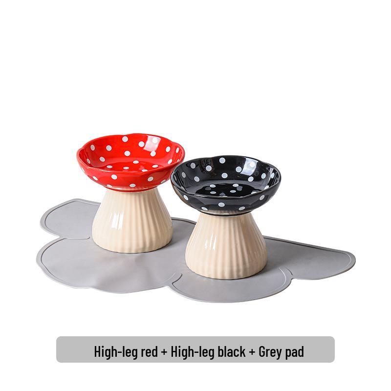 Ceramic Elevated Cat & Dog Bowl - Anti-Tip Design for Cervical Spine Protection - Food & Water Bowl