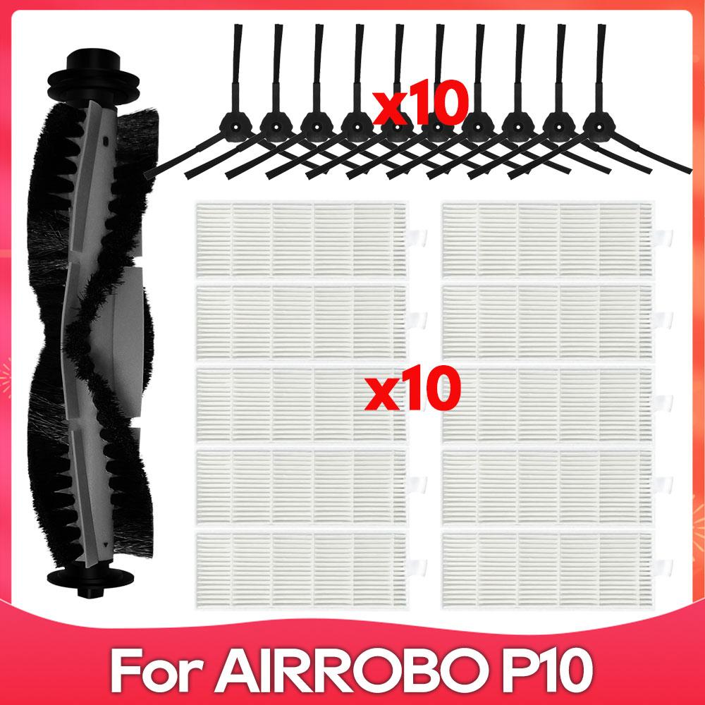 Fit For AIRROBO P10 Robot Vacuum Cleaner Spare Part Accessory Kit Main Side Brush Hepa Filter Brush Cover