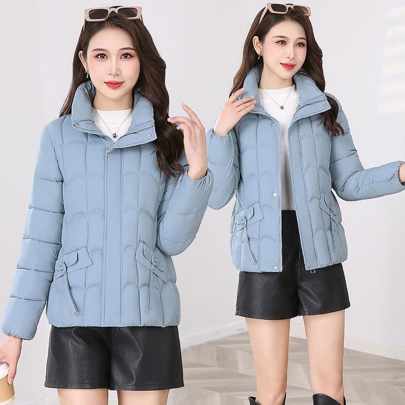 

Короткая пуховая хлопковая одежда для женщин, новая модная маленькая хлопковая куртка, утолщенная теплая хлопковая куртка, куртки и топы. 5XL (146-78 kg) небесно-голубой