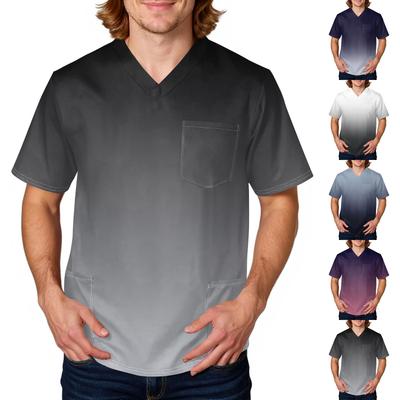 Men's Tie, Gradient Print Top | V,Neck With Pockets, Comfort Fit For ,Care & Daily Work