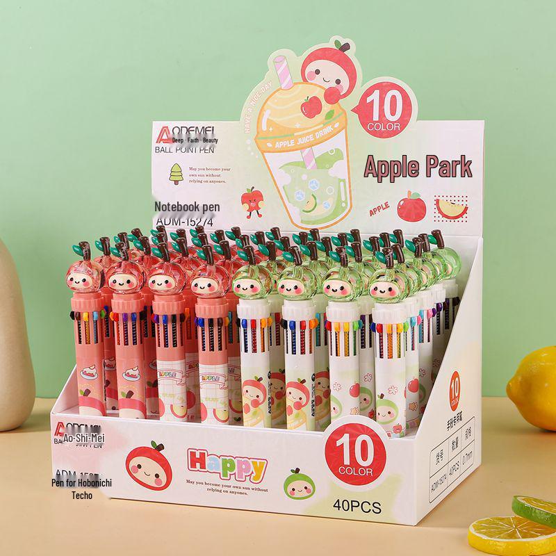 

10-Color Retractable Ballpoint Pens 0.7mm - Multicolor for Students, Journaling, Doodling, Painting, Marking One 10-color pen