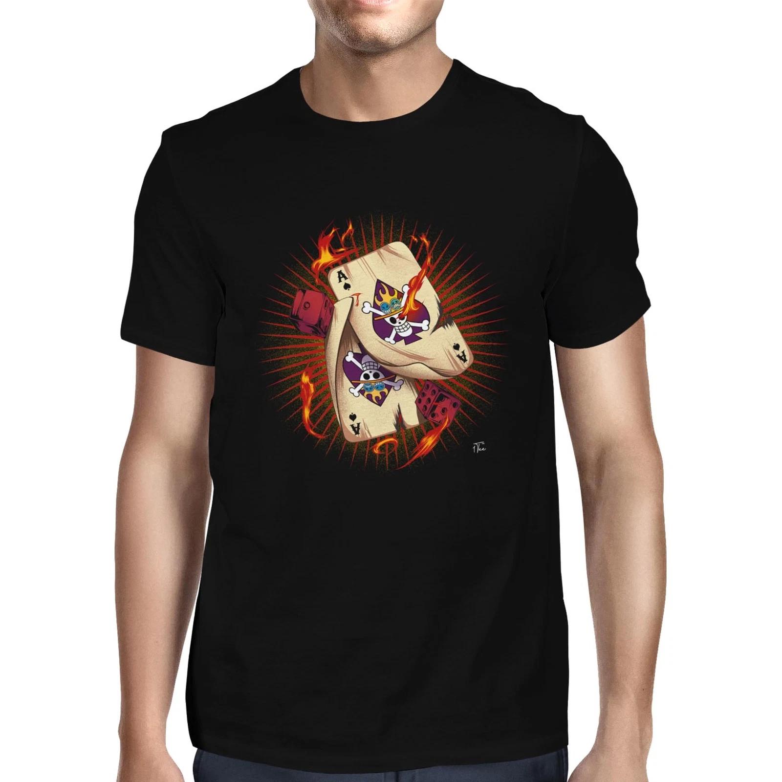 1Tee Mens Ace Of Spades Skull and Fire T-Shirt S