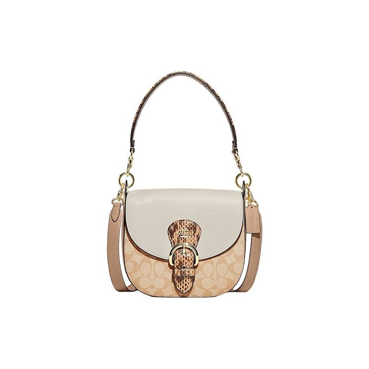 Coach Kleo 23 Saddle Buckle Flap Shoulder Bag Women shoulder bag White Beige CA166-IMOTV