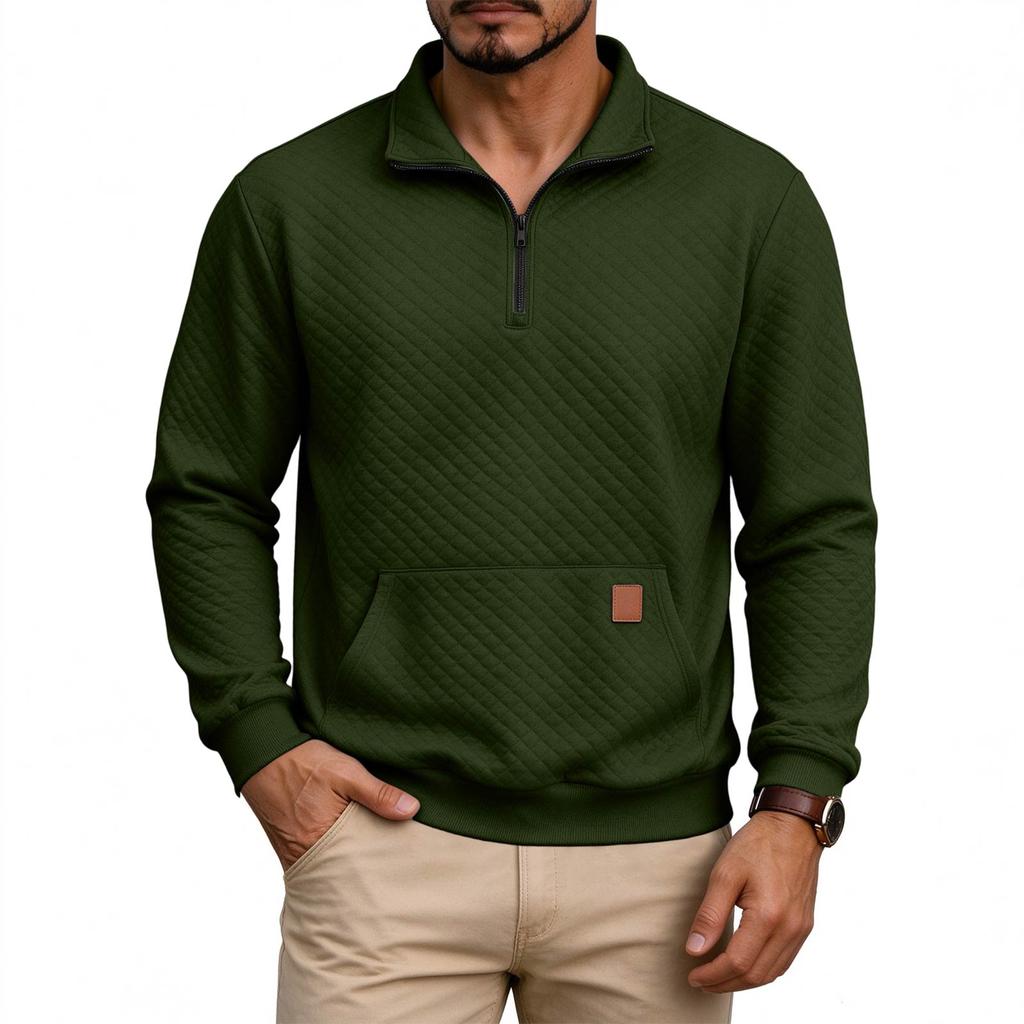Men's Quarter-Zip Sweatshirt with Pocket, Long Sleeve Pullover for Casual Wear