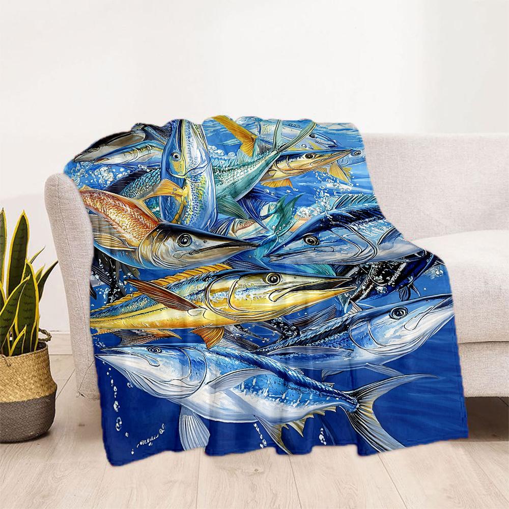 Fish Blanket Soft & Cozy Suitable for Seaside Office Couch for All Seasons Playful Design Ideal Gift for Friends Family Couples Picnic