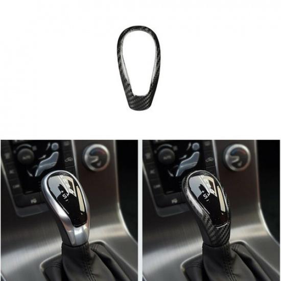Bright Hard Carbon Fiber Car Center Gear Shift Handle Cover For Volvo S60 15 17