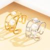 Romantic French-Inspired Stainless Steel Ring with Geometric Design and Faux Pearl for Women - Vintage and Colorfast.