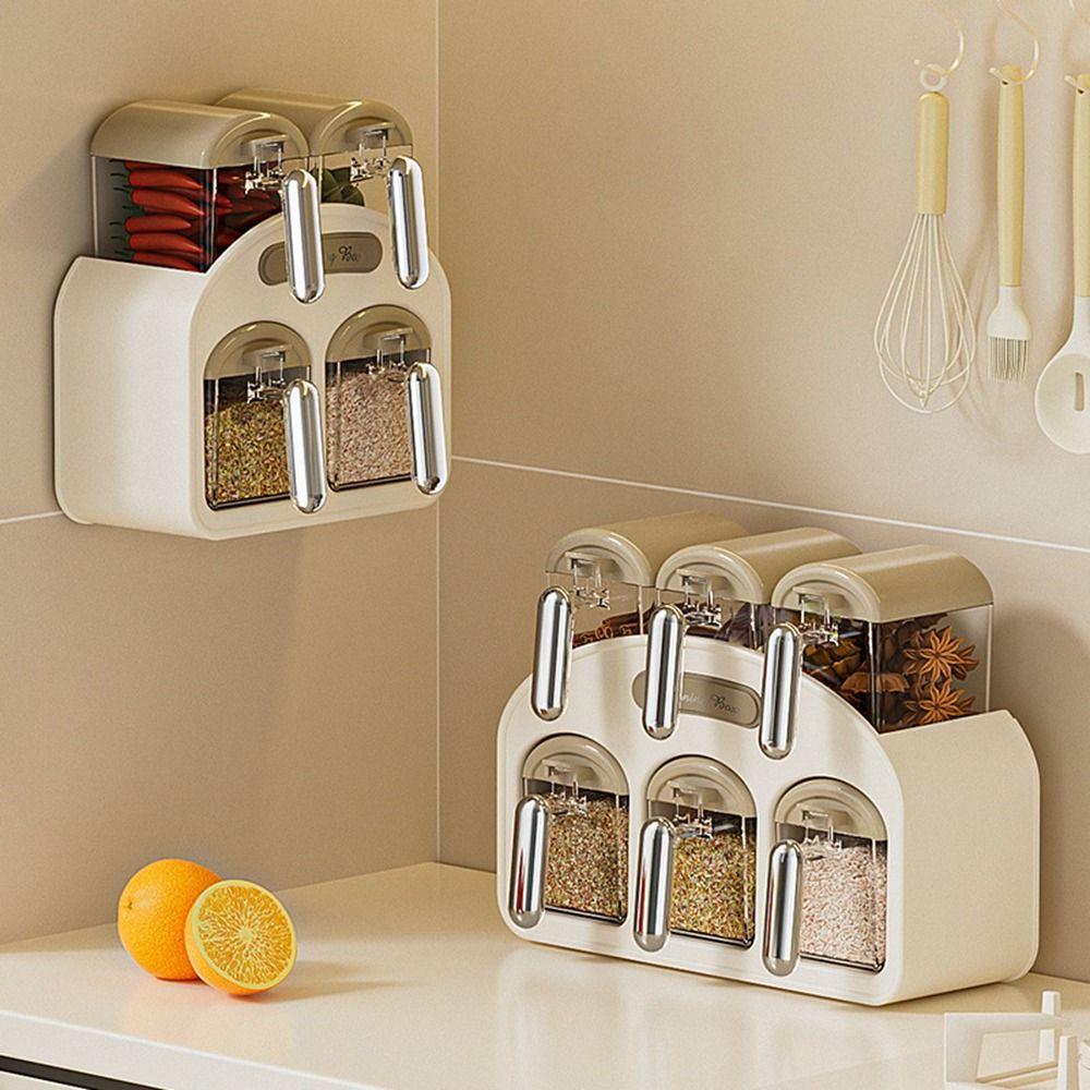 Plastic Condiment Storage Box Sealed Spice Storage Rack Practical Spice Container  for Home